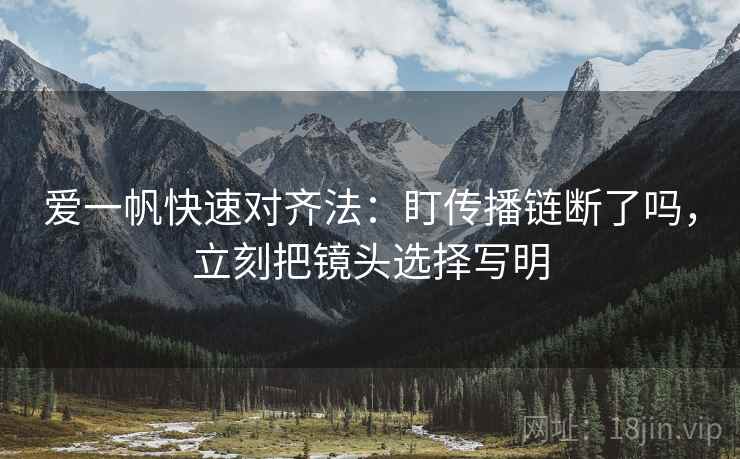 爱一帆快速对齐法：盯传播链断了吗，立刻把镜头选择写明