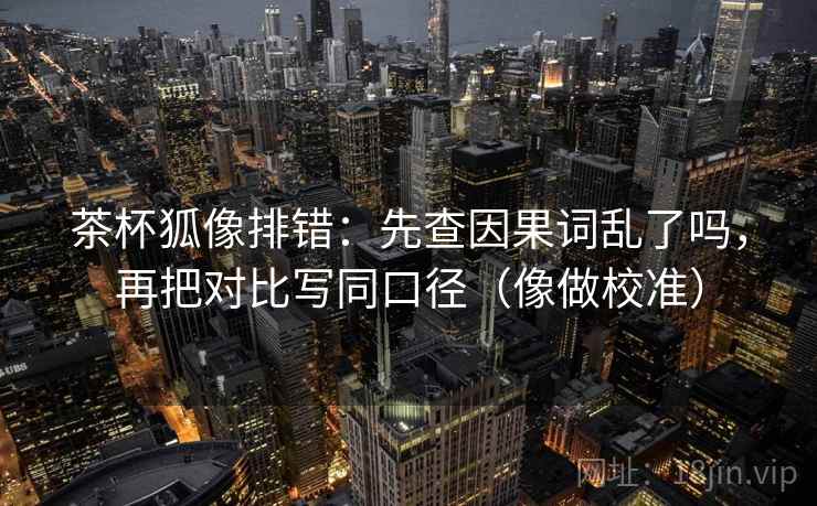 茶杯狐像排错：先查因果词乱了吗，再把对比写同口径（像做校准）
